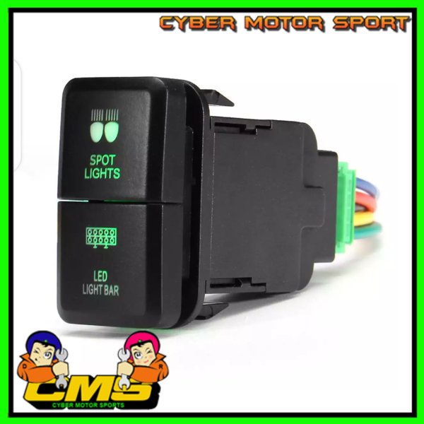 Saklar 2in1 plus soket untuk 2 lampu . Saklar lampu mobil 12v 24v .