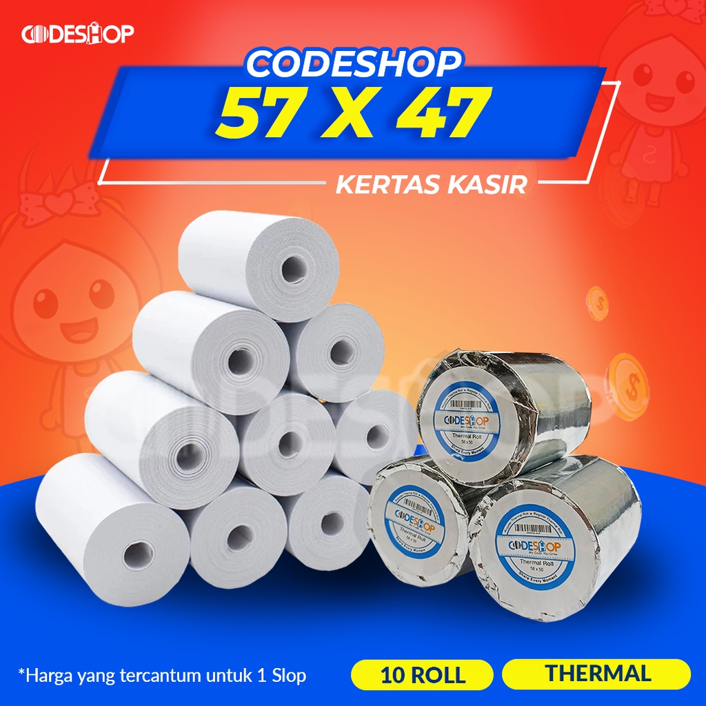 

1 SLOP Kertas Thermal Biru 57 x 47 Struk Roll Printer Kasir 58mm