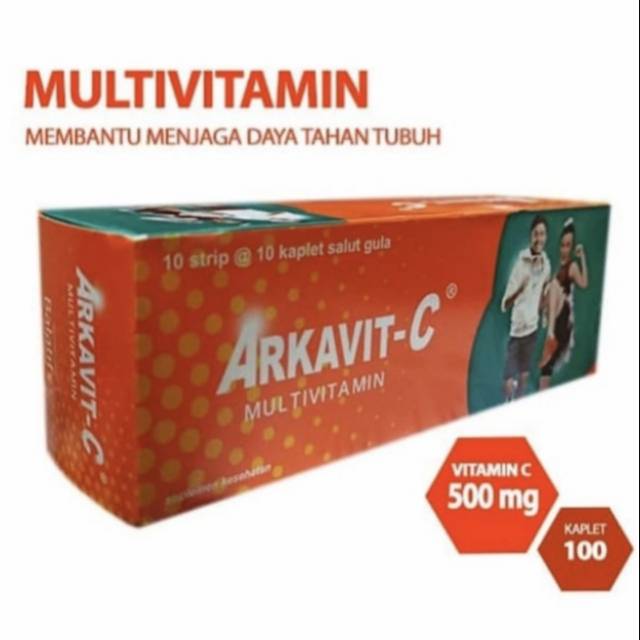 Arkavit C (mengandung vitamin C 500mg dan vitamin B Kompleks) kemasan strip isi 10 tablet)