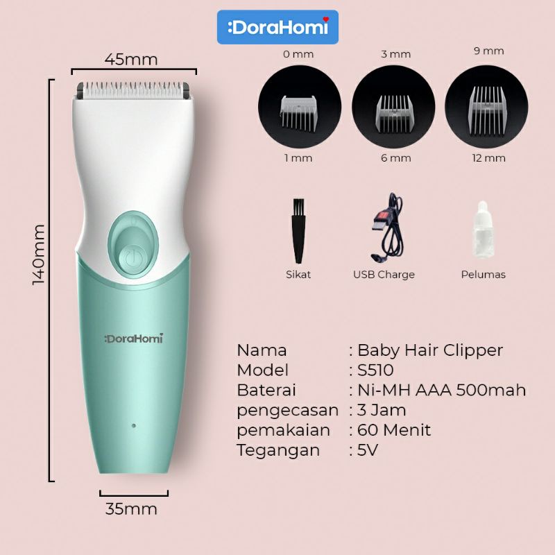 alat cukur rambut bayi anak kecil 0-12 tahun elektronik clipper silent anti air waterproof IPX7