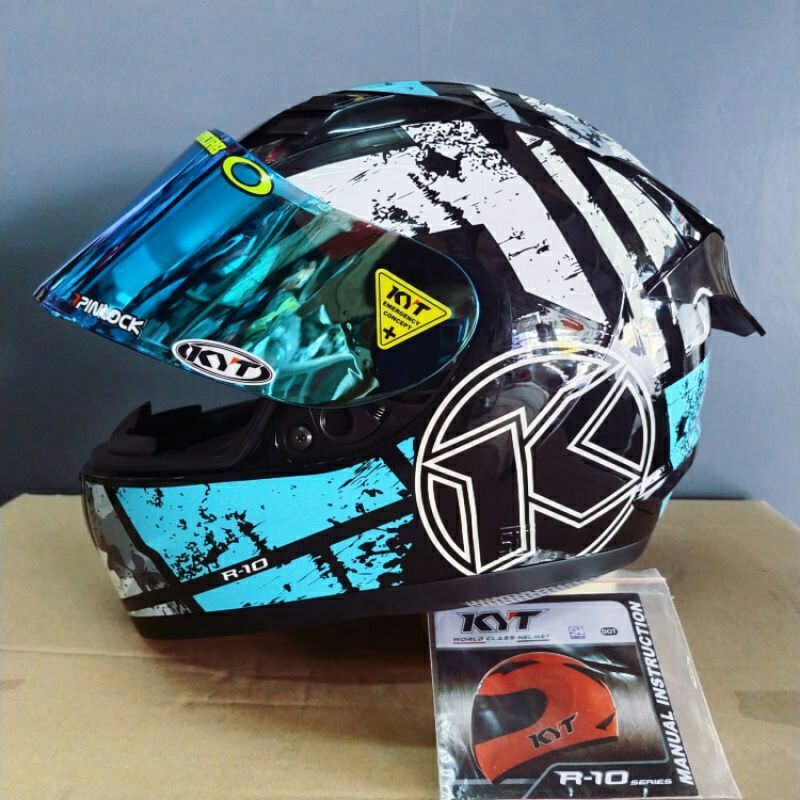 HELM KYT R10 PAKET GANTENG AQUA BLUE