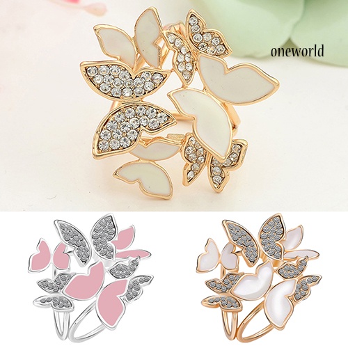 OW@ Women Butterfly Cluster Rhinestone Circles Scarf Clip Crystal Wedding Brooch Pin