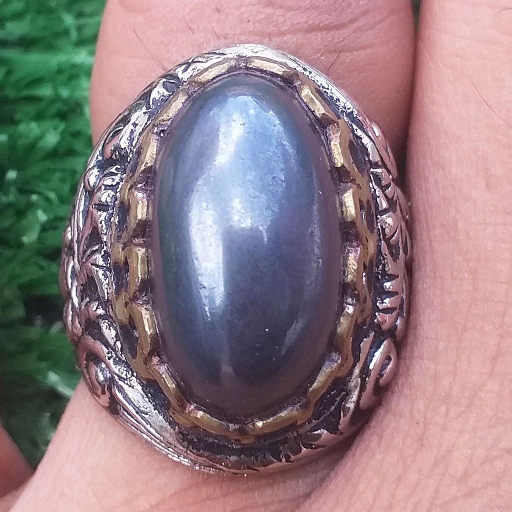 Batu Akik Badar Besi Hitam Aura Sungai Lukulo Dim-20 Ring Ukir Keren Wibawa