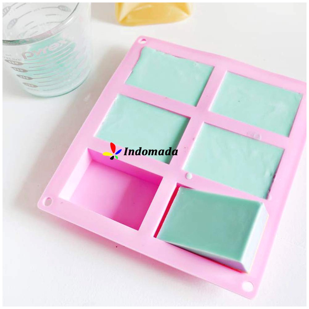 Cetakan Silikon Kue Cake Sabun Puding Kotak Empat Persegi 6 Lubang Silicone Mold