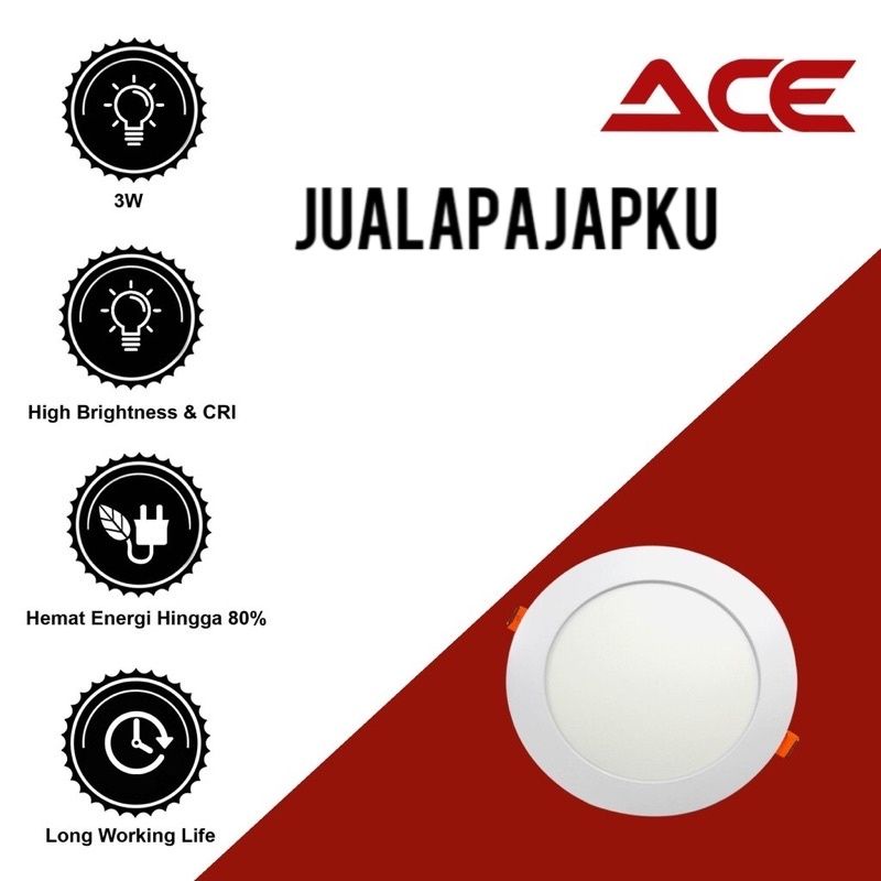 Lampu Plafon Downlight LED ACE Inbow 9Watt