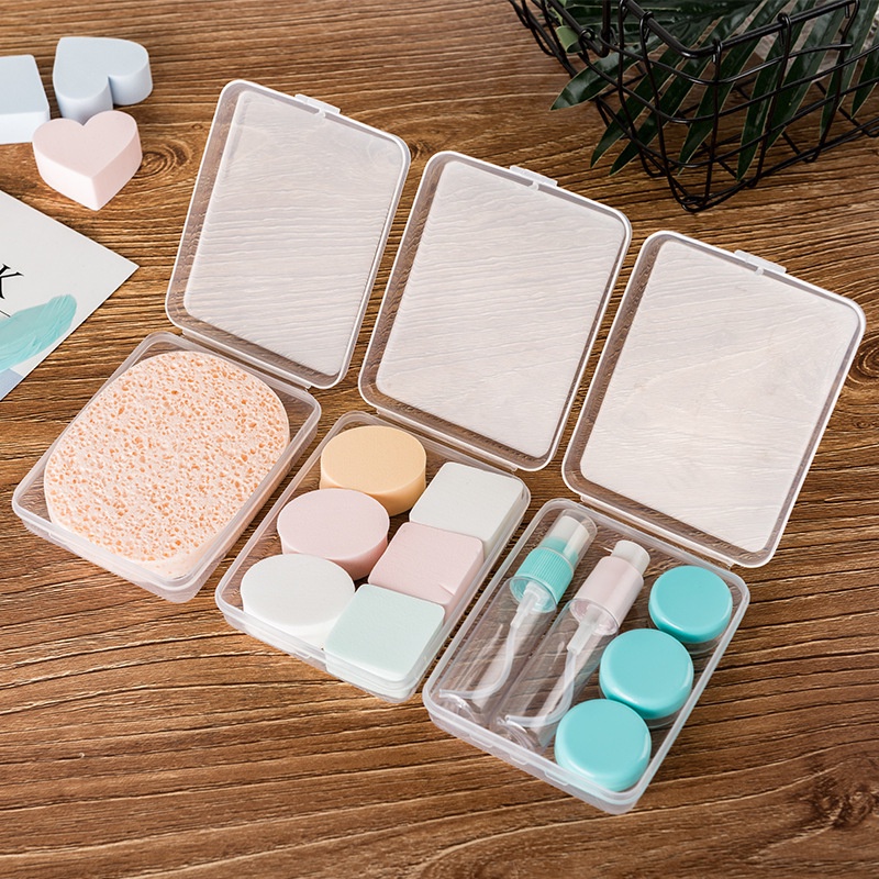 Kosmetik Perhiasan Earplug Alat Tulis Kantor Aneka Wadah Organizer Plastik Bening Persegi One-piece Clamshell Desktop Storage Box