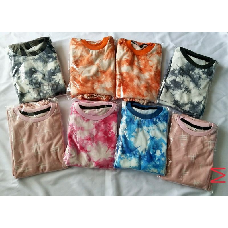 setelan anak celana panjang setcel cewek cowok tiedye polkadot