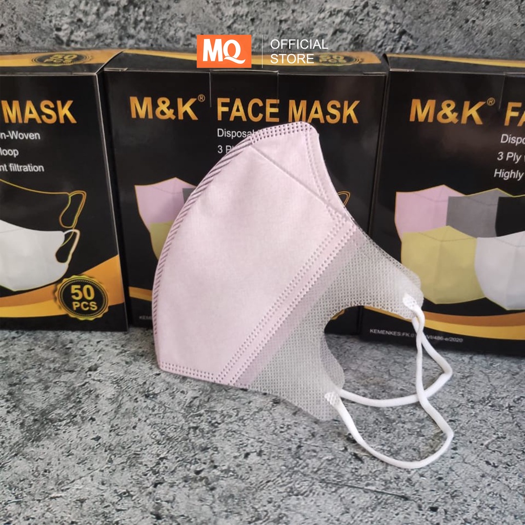 MQ Masker Medical Grade Isi 50Pcs Duckbill Warna Medis 3ply Earloop Disposable Face Mask Duckbill