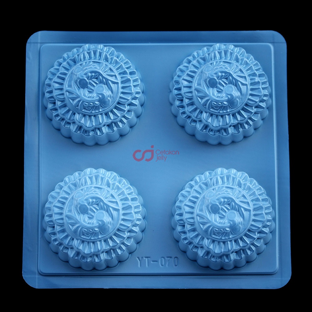 CJ Cetakan Kue Bulan Bulat Moon Cake Mooncake Bulat Yin Yang Fish 4 Cavity