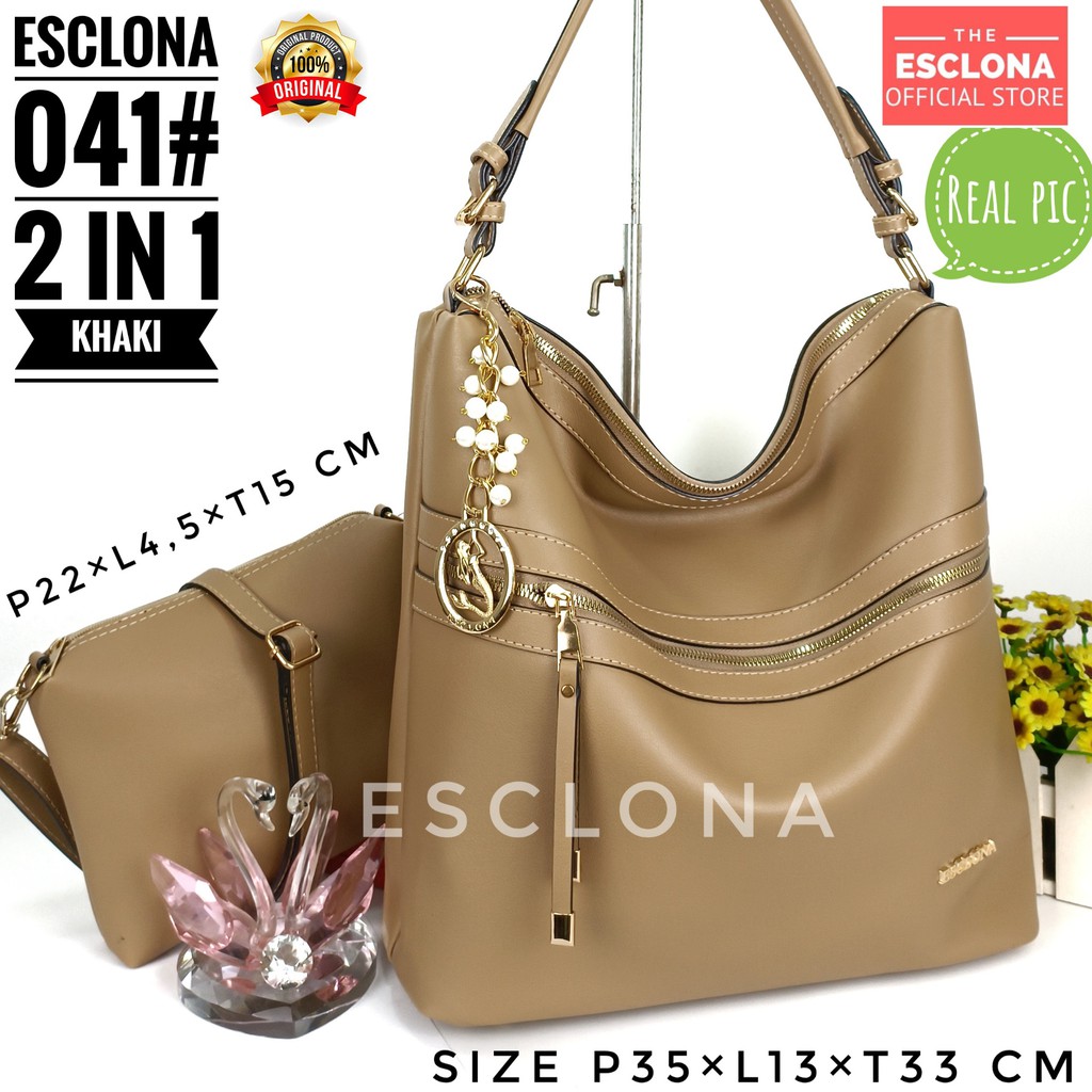 ESCLONA Tas Wanita Tas Selempang Fashion Shoulder Hobo Bag Import Kuliah Kantor Kerja Terbaru 041