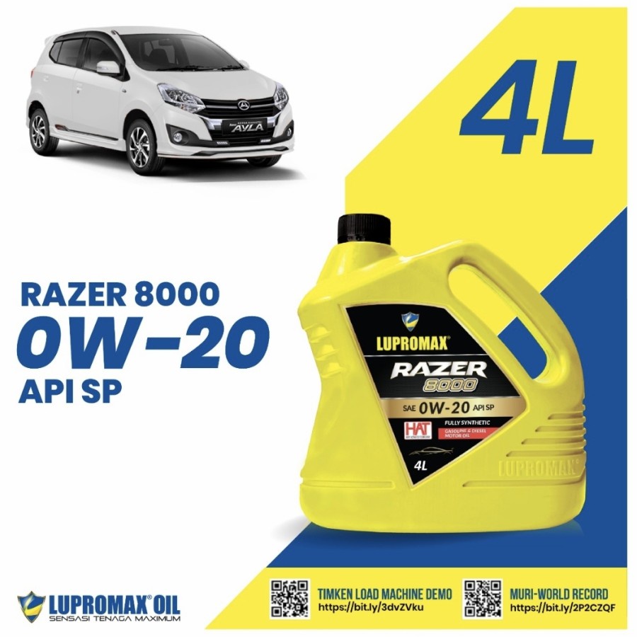 Oli Mesin Ayla Fully Synthetic Lupromax Razer 8000 SAE 0W-20 API SP
