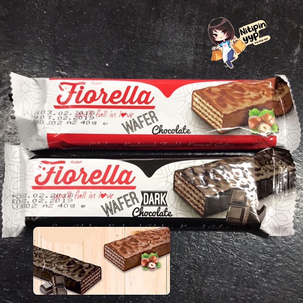 Coklat FIORELLA Wafer Import Turkey - Fiorella Coated Chocolate &amp; Dark Chocolate Wafer - Wafer Biscuit Lapis Coklat Turki (40gr)