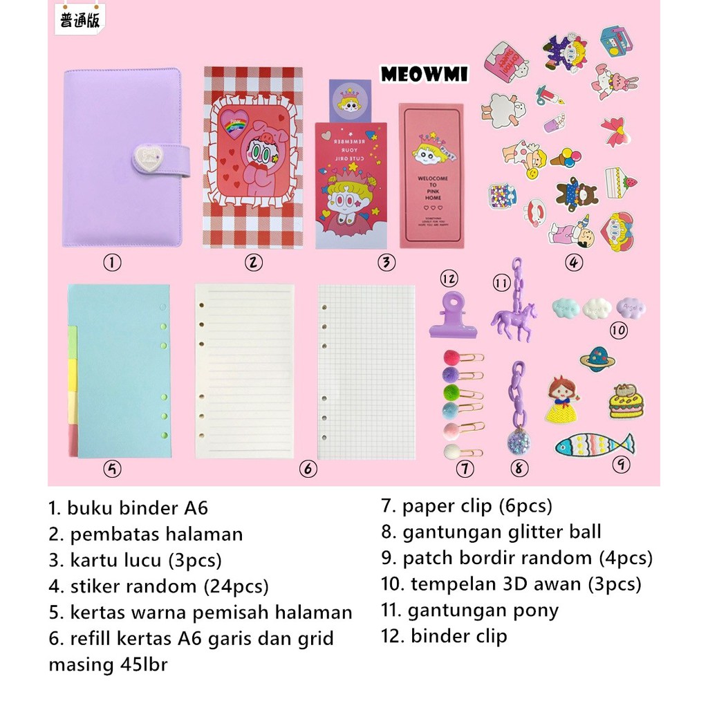 

Terlaris ✨ - Buku Binder A6 Agenda Planner Bahan Kulit PU Warna Pastel Girl3.1.23