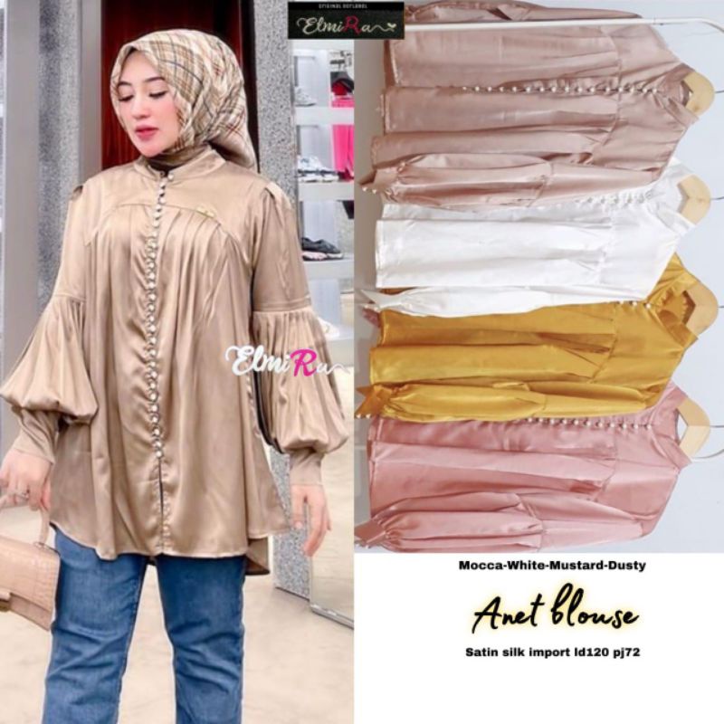 ANET BLOUSE BY ELMIRA (BLOUSE MUSLIMAH) Blouse wanita satin