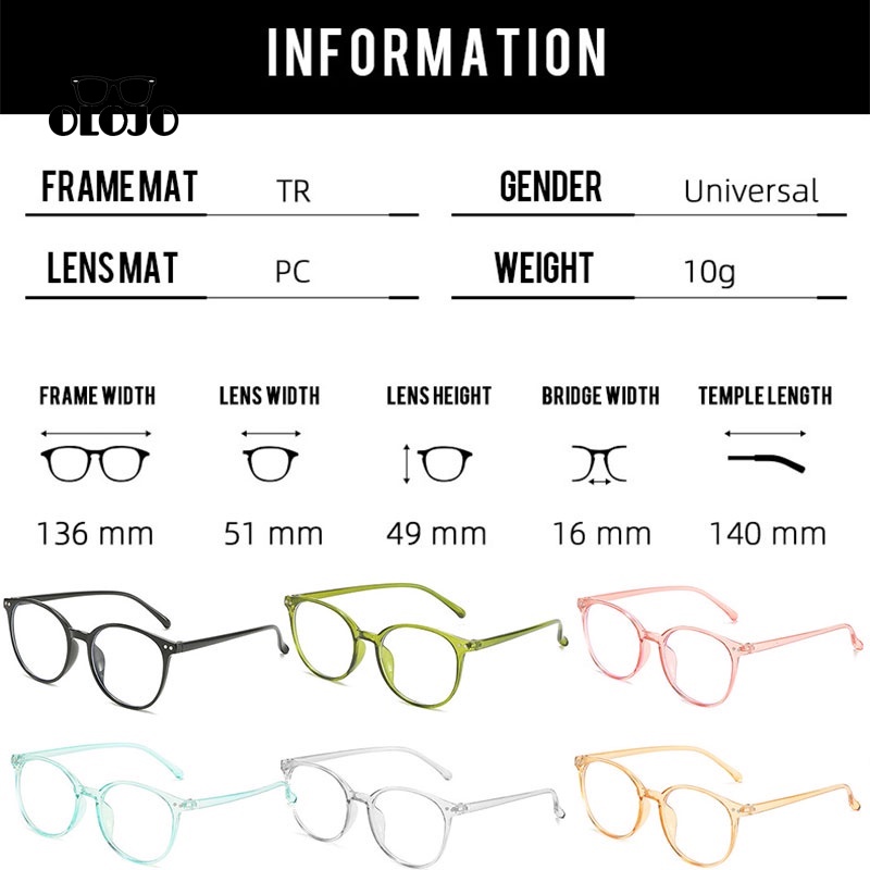 COD Frame Kacamata Anti Radiasi Korean Fashion Kacamata Bulat Eyeglasses Wanita