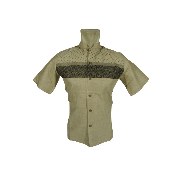 COD Baju Koko Pria Lengan Pendek Krem Dada Motif Giorginni 01 100% Original Brand