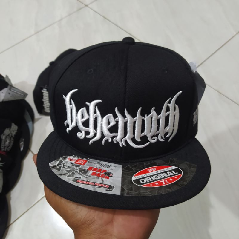 Topi Snapback metal distro pria Bordir Bahemoth