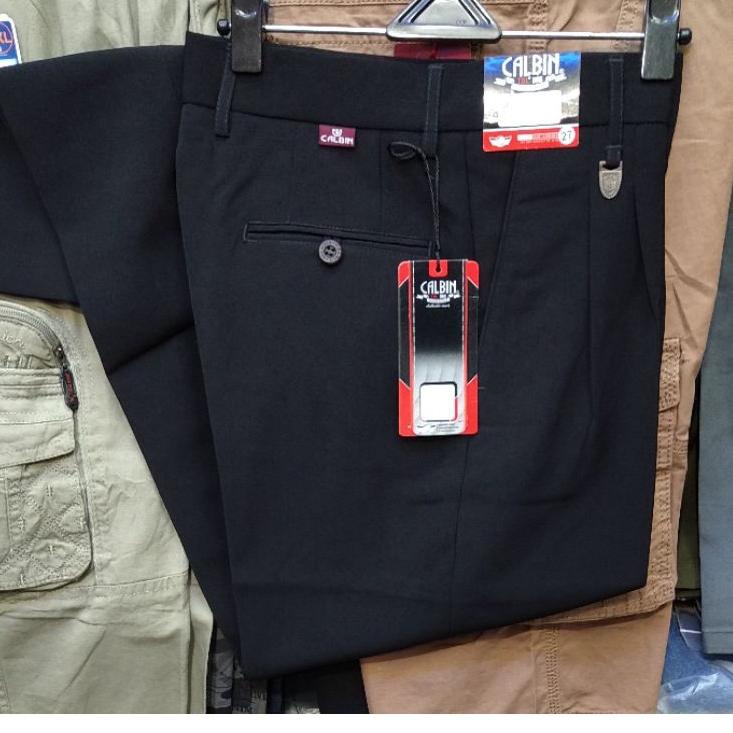 Produk Terbaik--celana panjang bahan pria formal / kantor calbin bahan twiss hitam