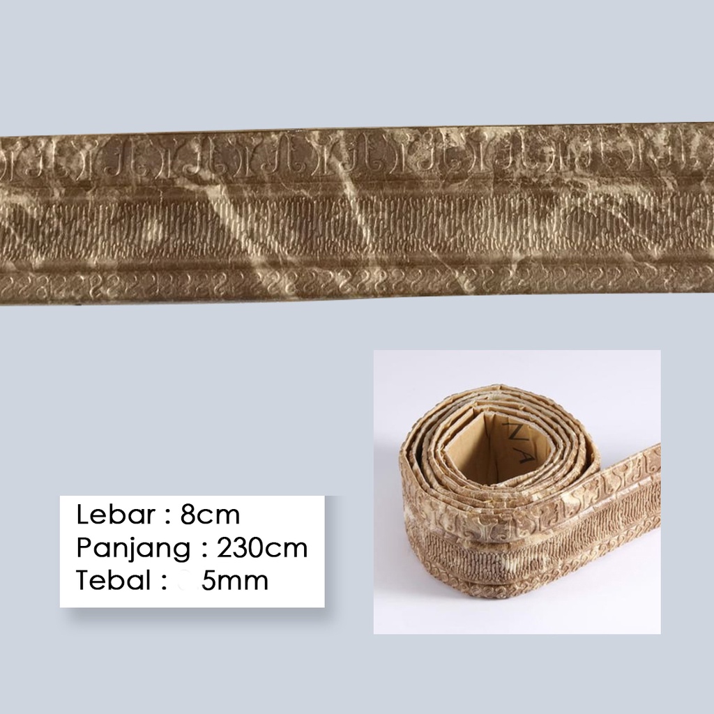 LIST BORDER FOAM 3D STICKER HIGHT QUALITY PANJANG 230CM-MARMER BROWN 8cm 5mm