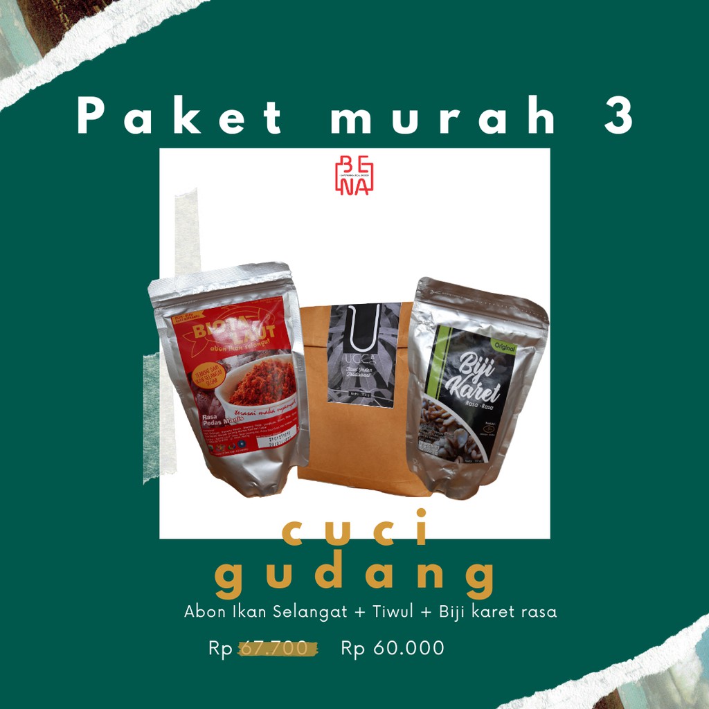 

PROMO CUCI GUDANG Paket Murah #3 Tiwul Abon ikan selangat Biji Karet