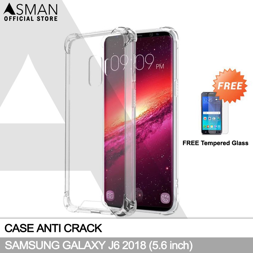 Anti Crack Samsung Galaxy J6 (5.6&quot;) | Soft Case Anti Bentur + FREE Tempered Glass