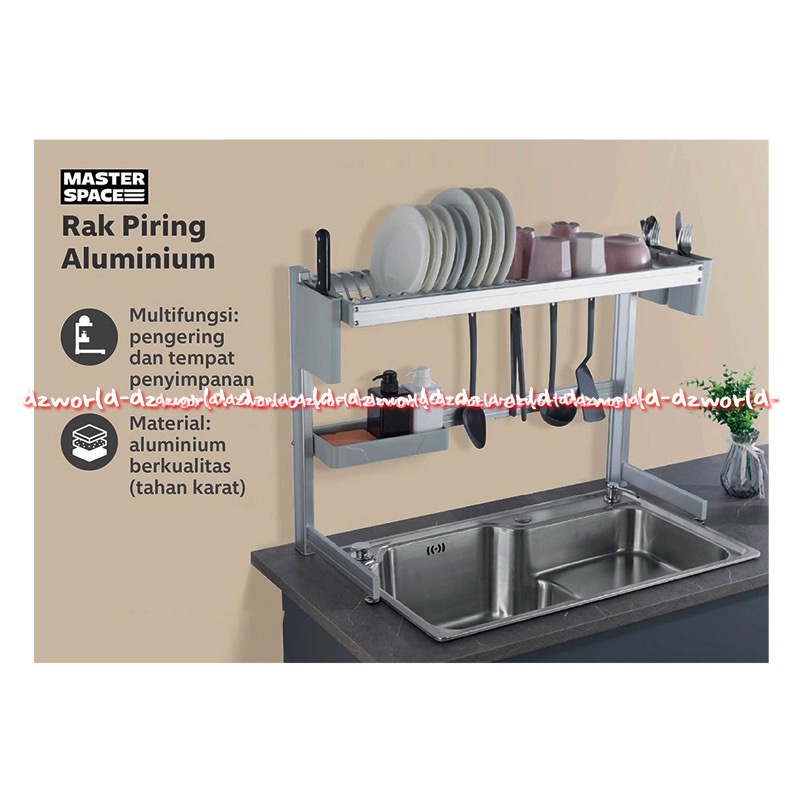 Master Space Rak Piring Alumunium Untuk Meletakkan Piring Diatas Cuci Piring Masterspace Rack Multifungsi Tahan Karat