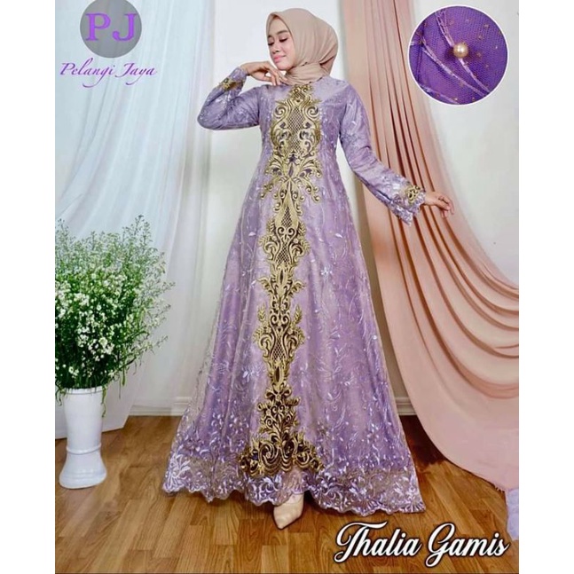 THALIA GAMIS  / GAMIS TILE MUTIARA / BORSIR PREMIUM TEMPEL DI DADA DAN LENGAN / ORIGINAL PELANGI JAYA