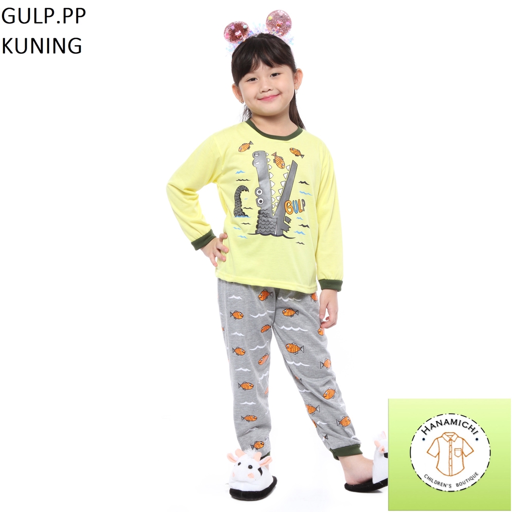 Hanamichi GULP.PP Baju Tidur Setelan Anak Bergambar Lengan Panjang