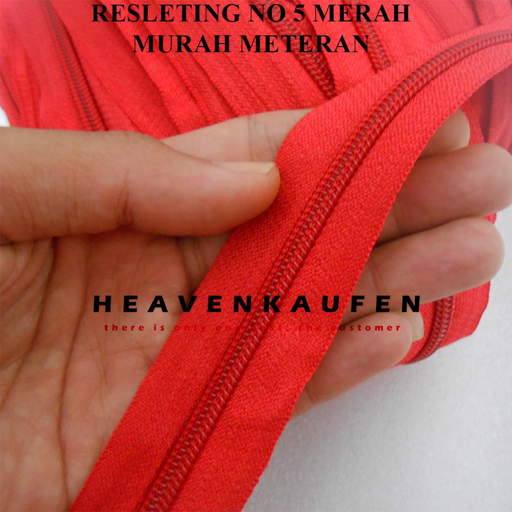 Resleting Zipper No 5 Merah Meteran Murah