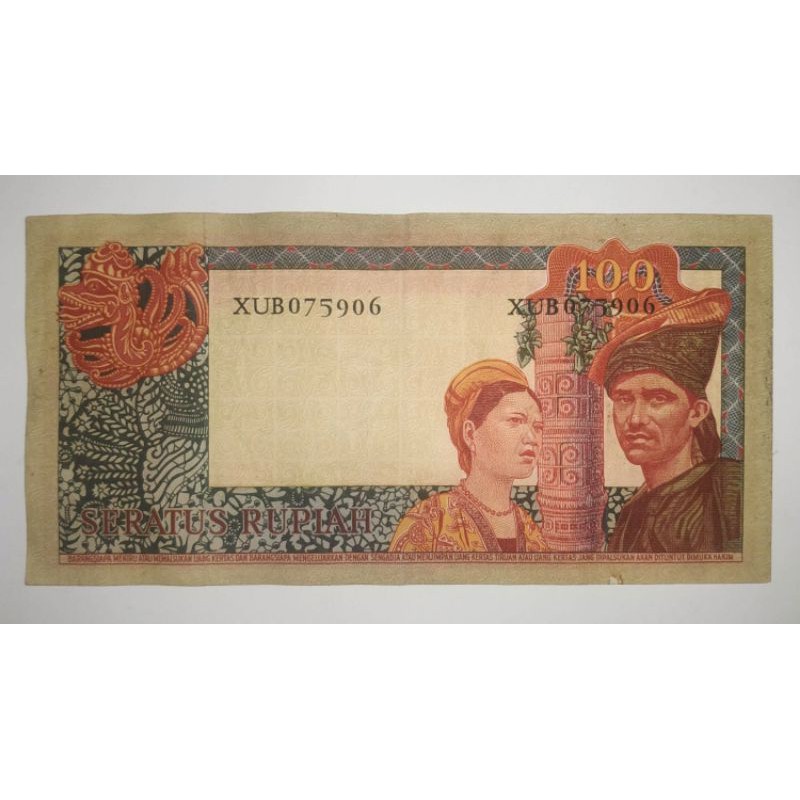 Uang kuno 100 rupiah soekarno asli tahun 1960