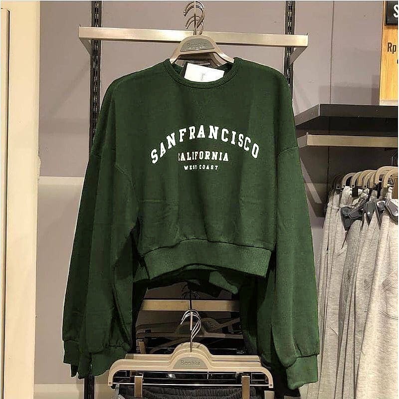 SANFRANCISCO OVERSIZE CROP SWEATER WANITA - CREWNECK KEKINIAN PREMIUM