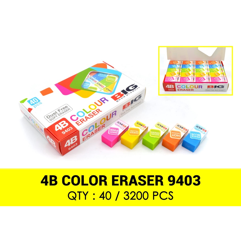 

1 PACK PENGHAPUS KECIL B40 9403 WARNA BIG / STIP WARNA KECIL BIG/ ERASER