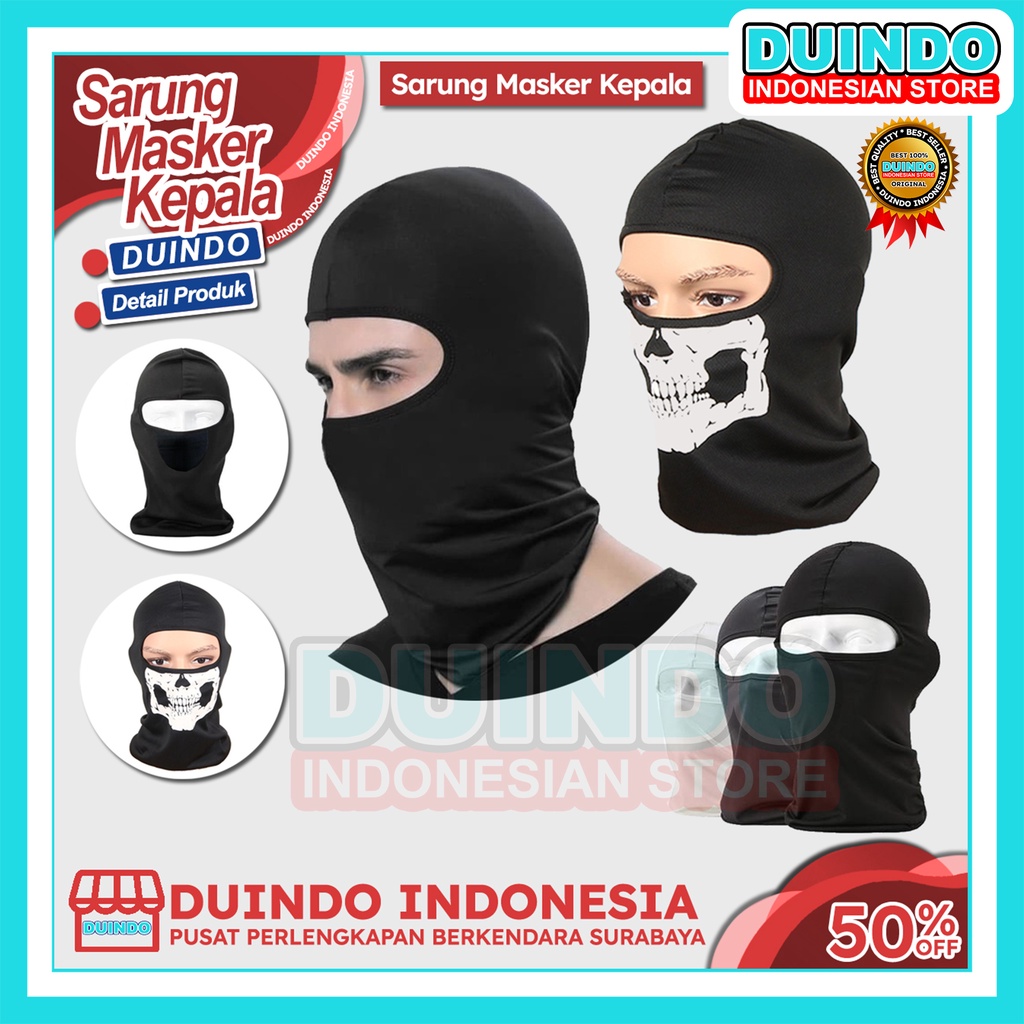Duindo - Masker Kepala Baff Polos Tengkorak Sarung Kepala Buff Helm
