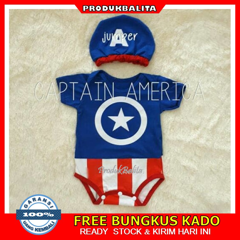 Baju Jumper Bayi Baby Kostum Karakter kapten Amerika Lucu Perempuan Laki Laki