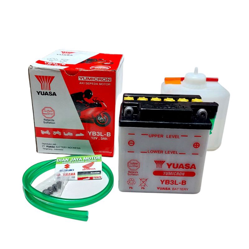 Aki Motor Accu Motor Original Yuasa YB3L-B 12V.3AH Ninja R Ninja SS RX King RXK Satria 2T RU 100% Yu