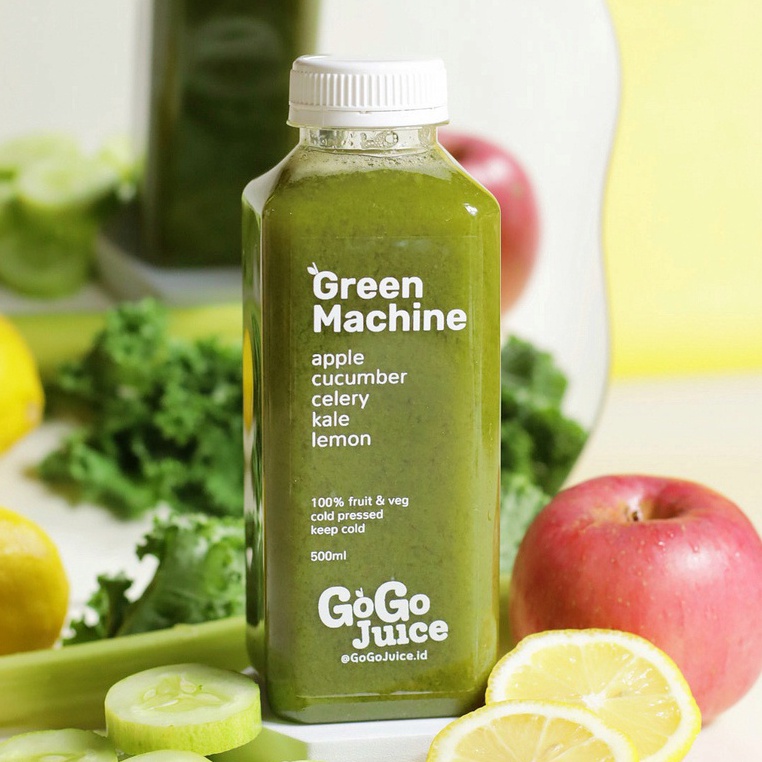 

Green Machine 500ML | Cold Pressed Green Juice Jus Apel Timun Seledri Kale Lemon 100% Murni Sehat