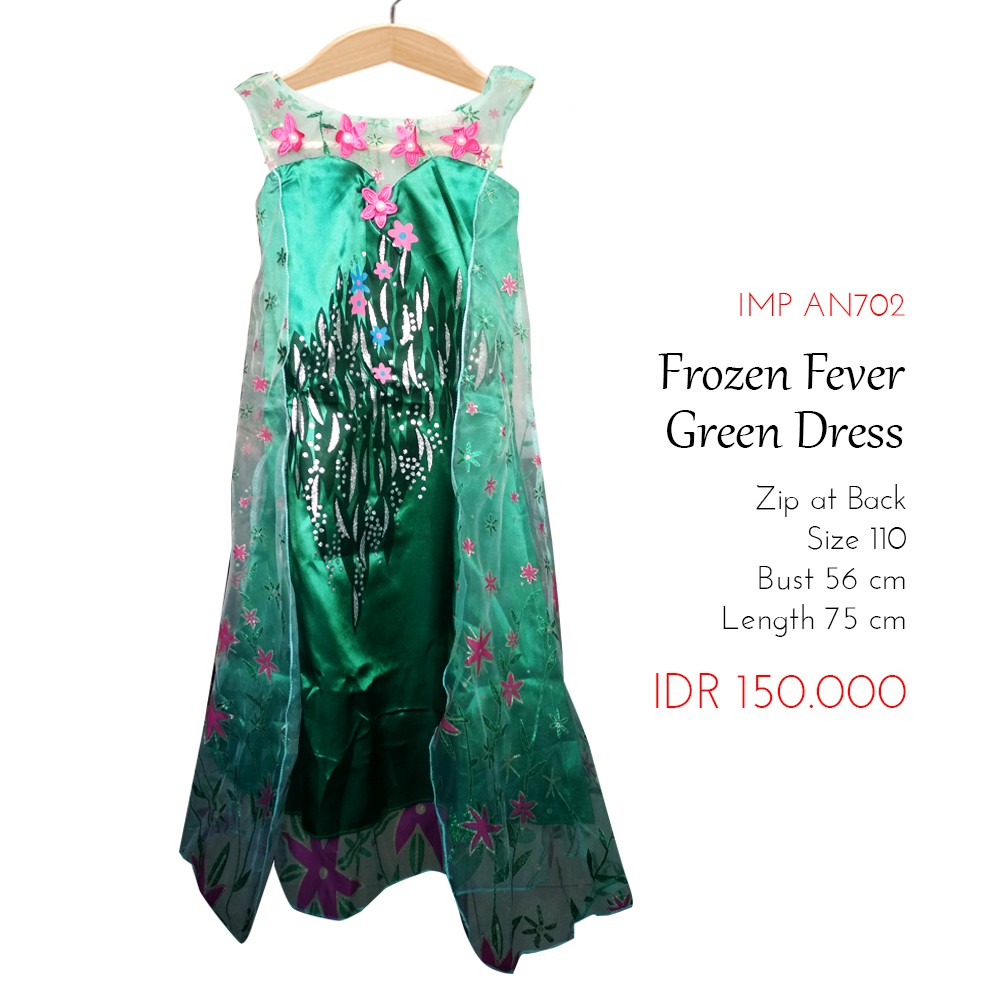 Dress Frozen Dress Pesta Anak - Frozen Fever Green Costumes