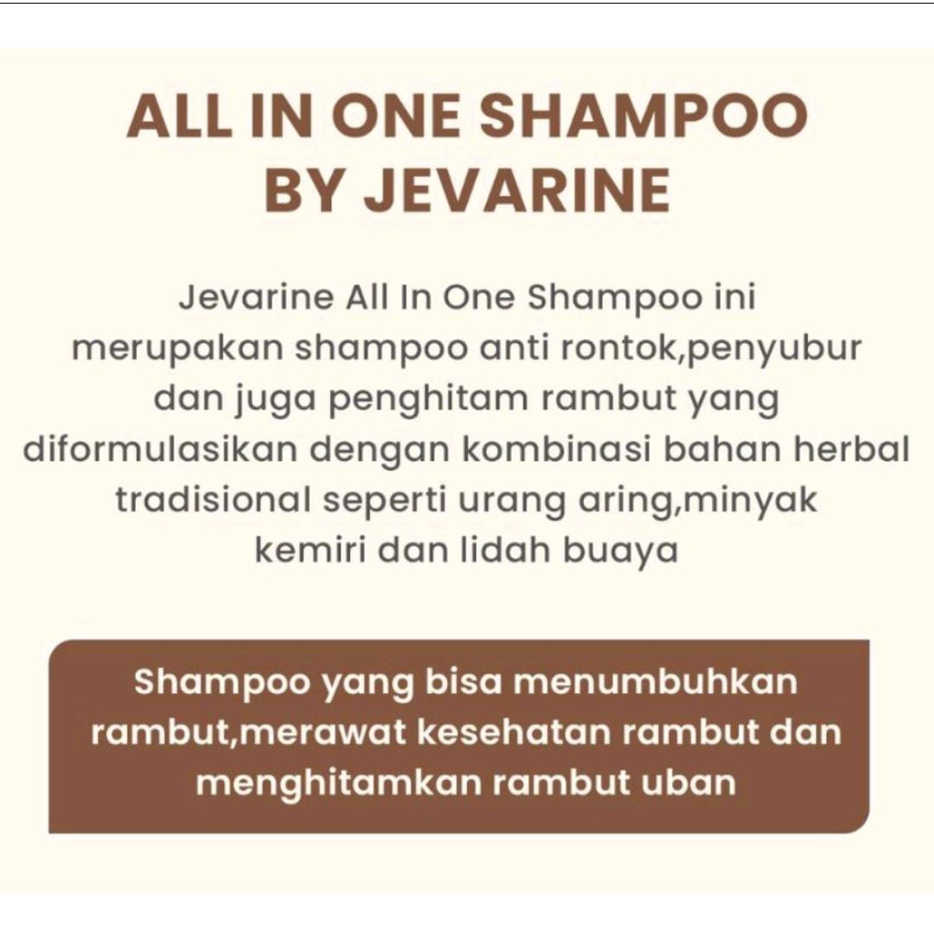 JEVARINE SHAMPOO ALL IN ONE / ANTI RONTOK / PENYUBUR / PENGHITAM