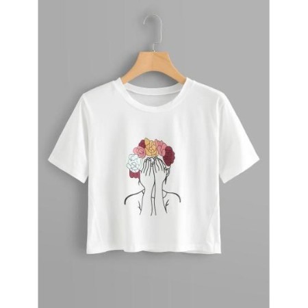 RANDOM - Kaos Crop Wanita All Size