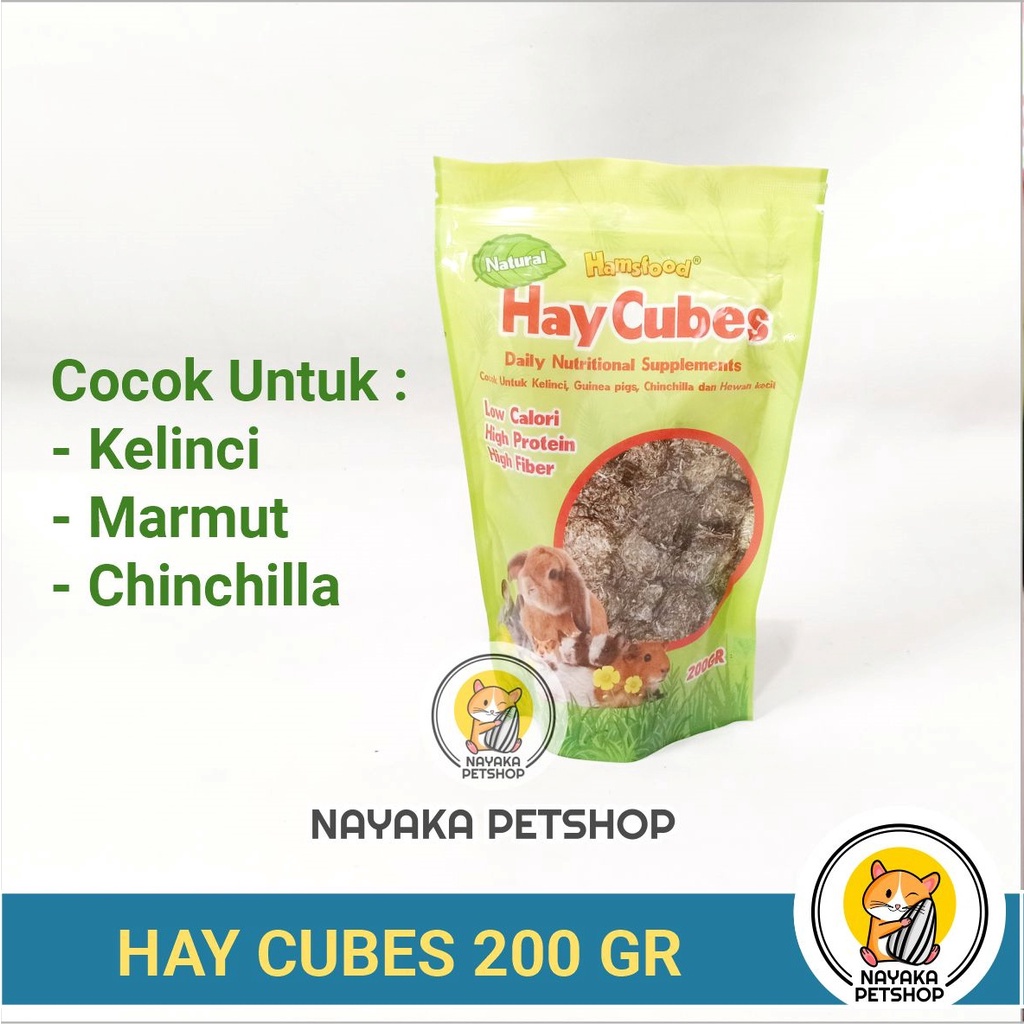 Hamsfood Hay Cubes 200 gr Pakan Kelinci Rumput Kering Makanan Rabbit Chinchilla Cemilan Marmut Snack Food Grass Guinea Pig