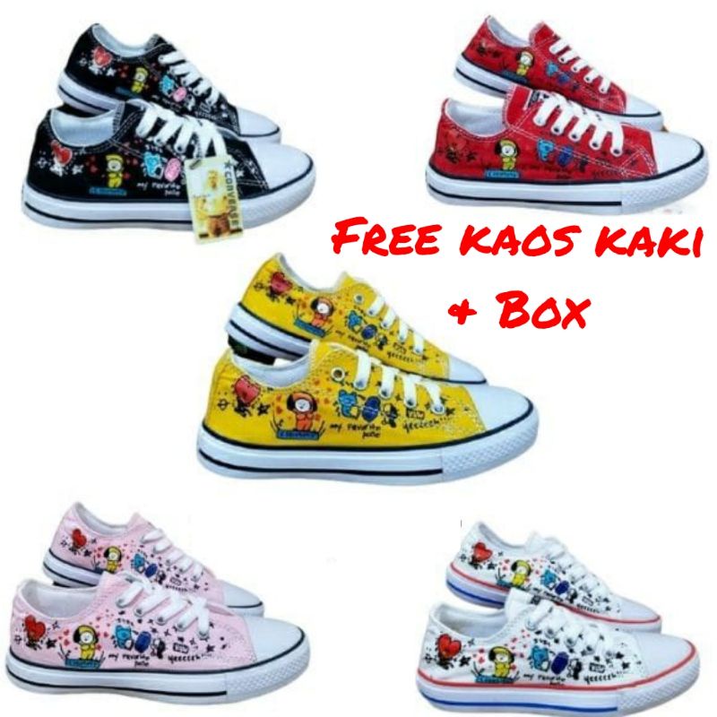 TERLARIS&gt;&gt;&gt;SEPATU ANAK PEREMPUAN SEPATU CONVERSE ANAK ALL STAR BT21 BTS PREMIUM ORIGINAL