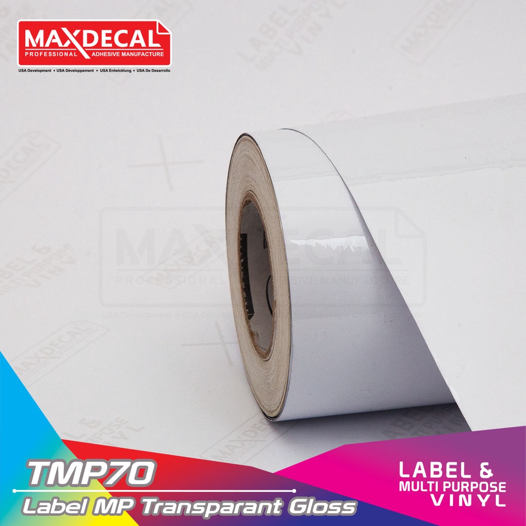 

[105cm x 50m] MAXDECAL TMP70 Transparent Label Vinyl Printable ROLL Bening Tembus Ekonomis