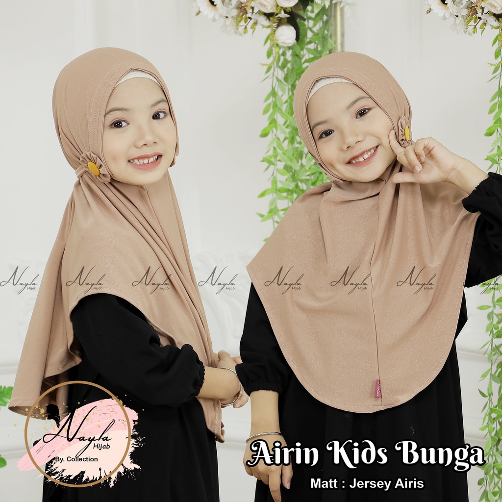 Kerudung Instan Anak Airin Kids Bunga Hijab Instan Tali Jersey Airis Jilbab Instan Anak Nayla Hijab