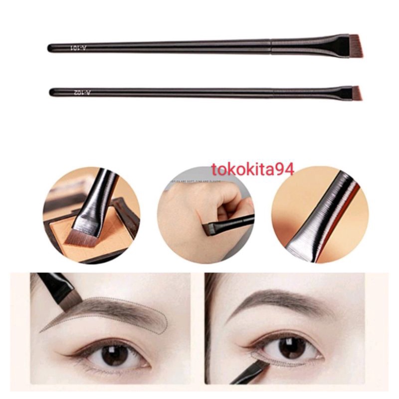 Kuas Make Up Alis Eyeliner Satuan Hitam Miring - Brush Make Up Concealer Eyebrow - Brush Eyeliner And Eyebrow - Concealer Brush 1Pcs
