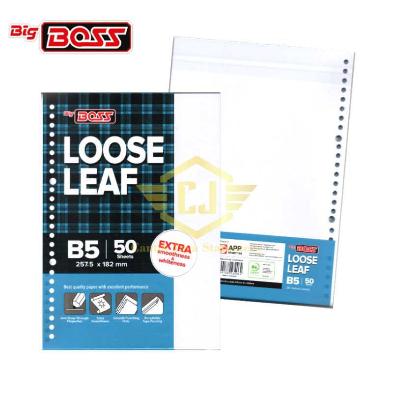 

Loose Leaf Big Boss B5 50 Lembar Plain / Polos ( Isi Kertas Binder )