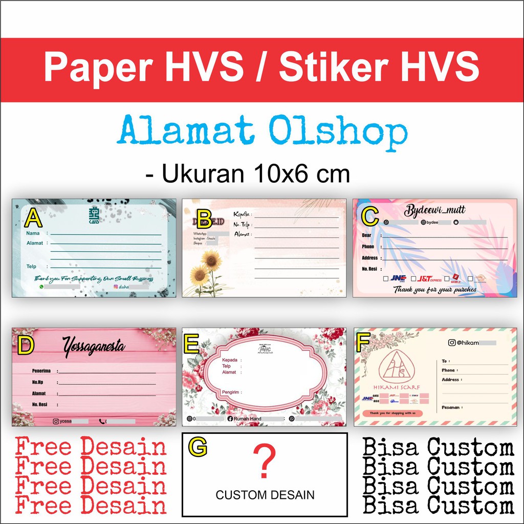 

Label Alamat Olshop Stiker HVS 80gsm murah