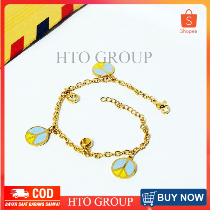 GELANG TANGAN Titanium Gold plated Motif Unik Gelang Wanita