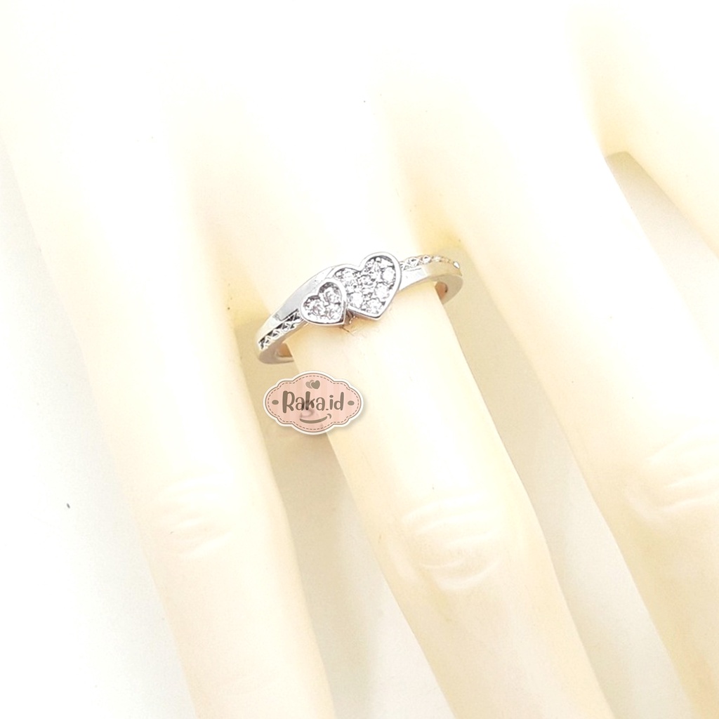 Cincin Wanita / Cincin Dewasa Motif 2 Love Aksesoris Perhiasan Wanita 1014