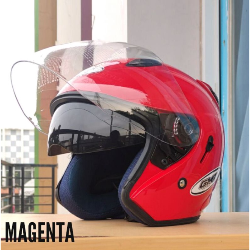 HELM SNI PRIA WANITA CEWEK COWOK DEWASA COUPLE ELEGANT GMT CENTRO DOUBLE VISOR ORIGINAL HALF FACE