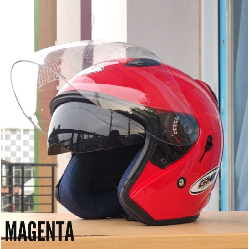 HELM SNI PRIA WANITA CEWEK COWOK DEWASA COUPLE ELEGANT GMT CENTRO DOUBLE VISOR ORIGINAL HALF FACE